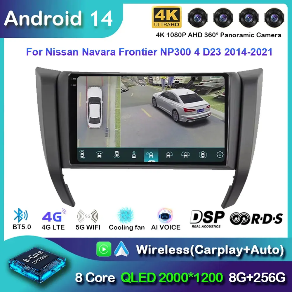 

Автомобильный радиоприемник Android 14 для Nissan Navara Frontier NP300 4 D23 2014-2021 Navi GPS Carplay Мультимедийный видеоплеер без 2 Din DVD