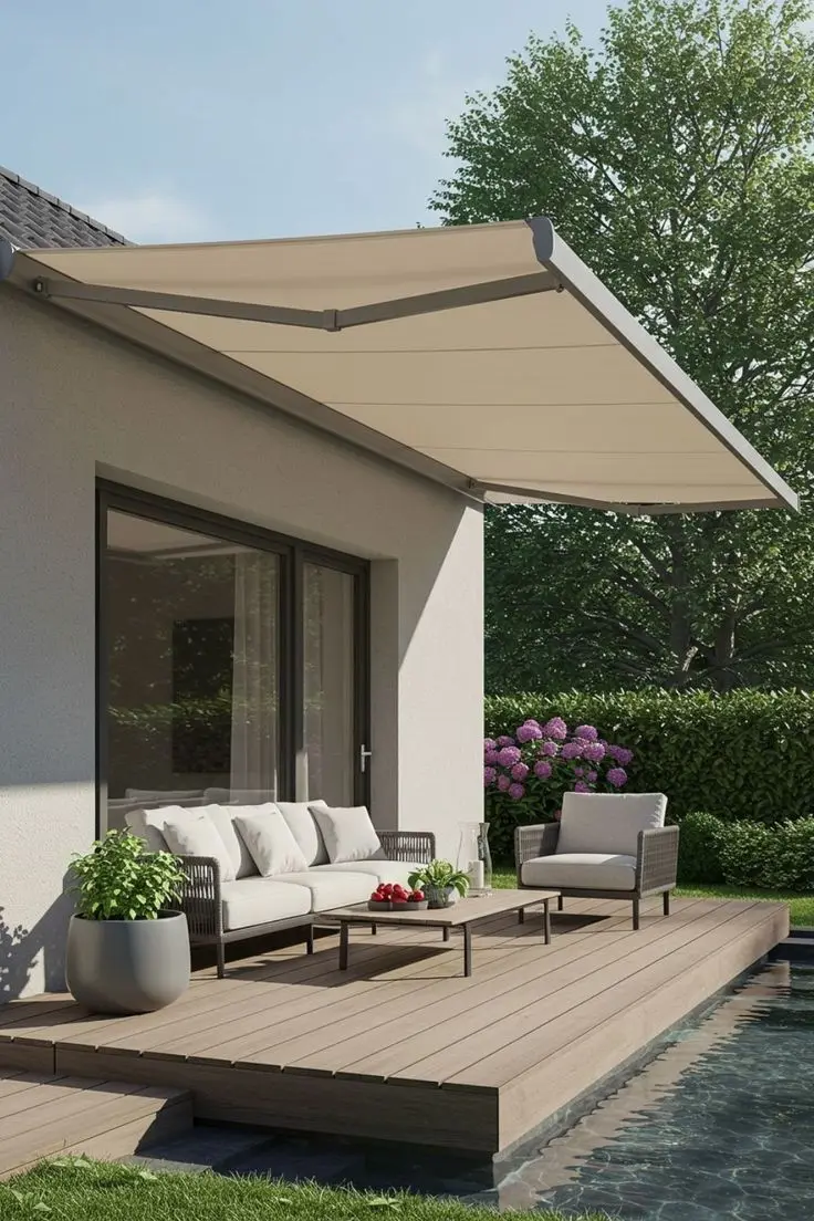 

Modern Style Patio Awning Sun Block Outdoor Living with High Safety Stable Structure Sunshade Awning Easy Installation Design