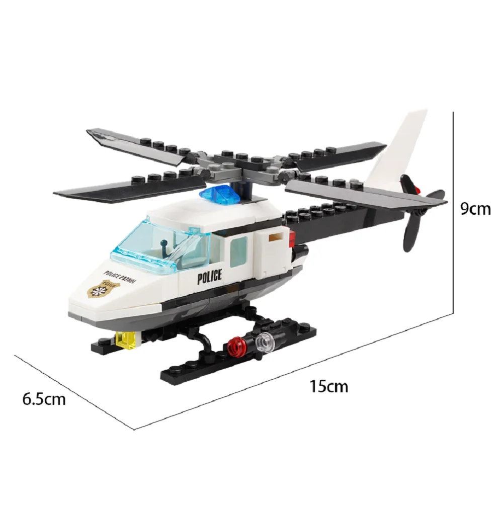 DIY City Police Helicopter Building Blocks Set for Kids Creative Assembly Aircraft Toy  Educational Patrol Playset image 6