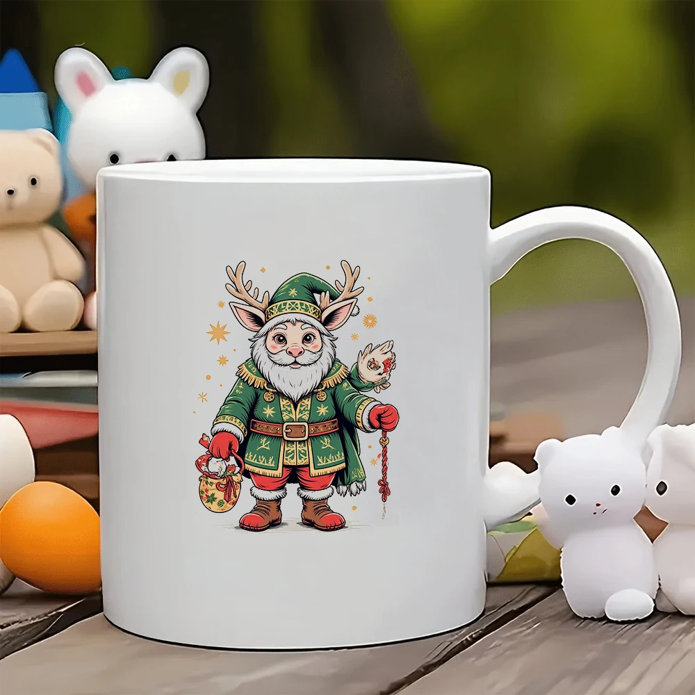 

11oz cartoon deer antler Christmas hat mug + Holiday Gift Christmas Cup Family Office Kids Coffee Cup