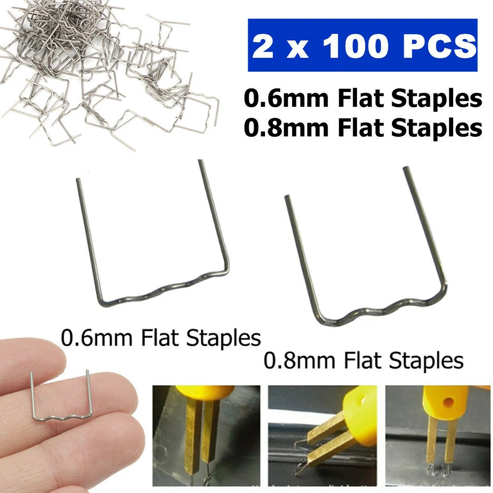 200 pz 0.6/0.8mm cucitrice a caldo graffette piatte per saldatore di plastica/paraurti auto riparazione strumenti di saldatura 200 * graffette di saldatura dremel