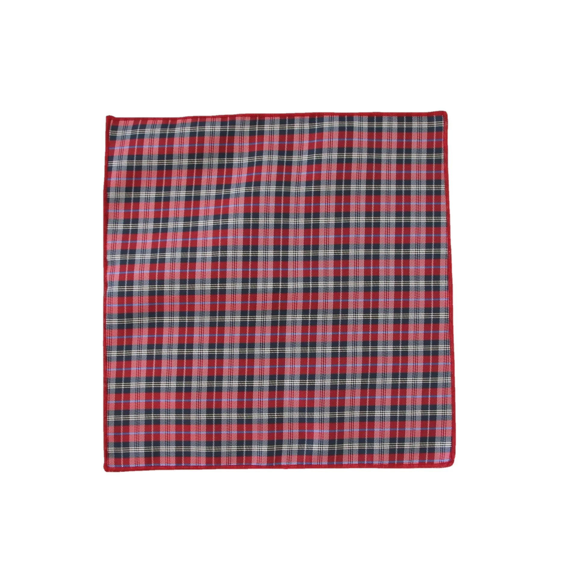 Mouchoir à carreaux rayé pour homme, mouchoir de robe formelle, serviette carrée de poche trempée, poitrine d'affaires en polyester, accessoires de chemise, mouchoir bleu marine, 24cm