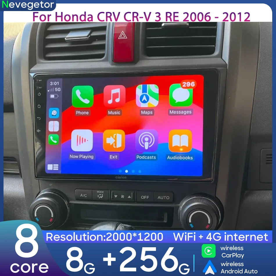

For Honda CRV CR-V 3 RE 2006 - 2012 Car Intelligent Multimedia Player Video Player Navigation CarPlay GPS Android Radio Stereo
