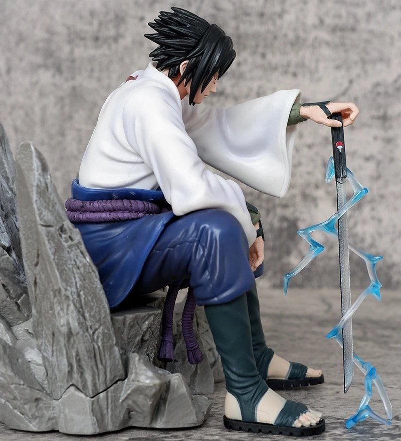 18 cm NARUTO Uchiha Sasuke Ninja Vloek Seal Zitten Anime Handgemaakte Actiefiguren Desktop Case Decoratie Ornament Gift