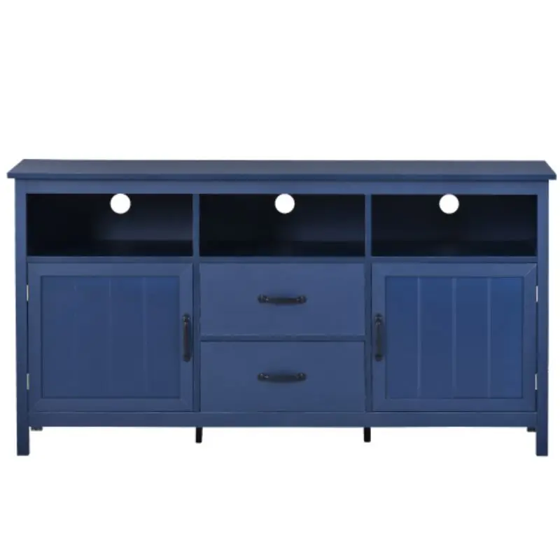 TV Stand For TV Up To 68 In With 2 Doors And 2 Drawers Open Style Cabinet, Sideboard For Living Room, Navy