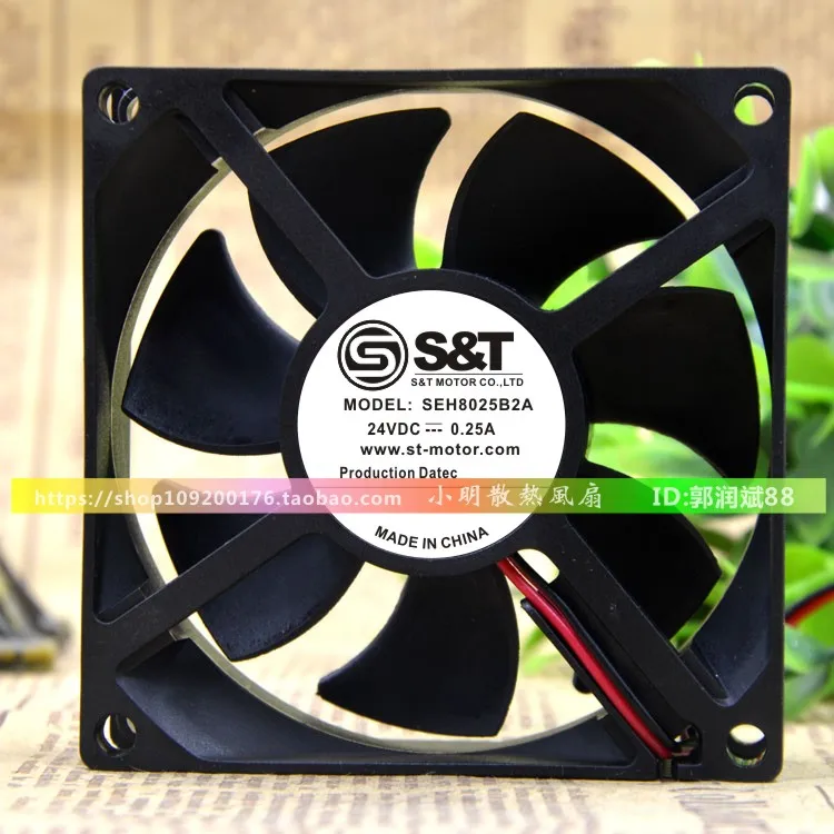 

New Fan SEH8025B2A 8025 Double Ball 8CM Chassis Power Fan 24V 0.25A Cooling Fan