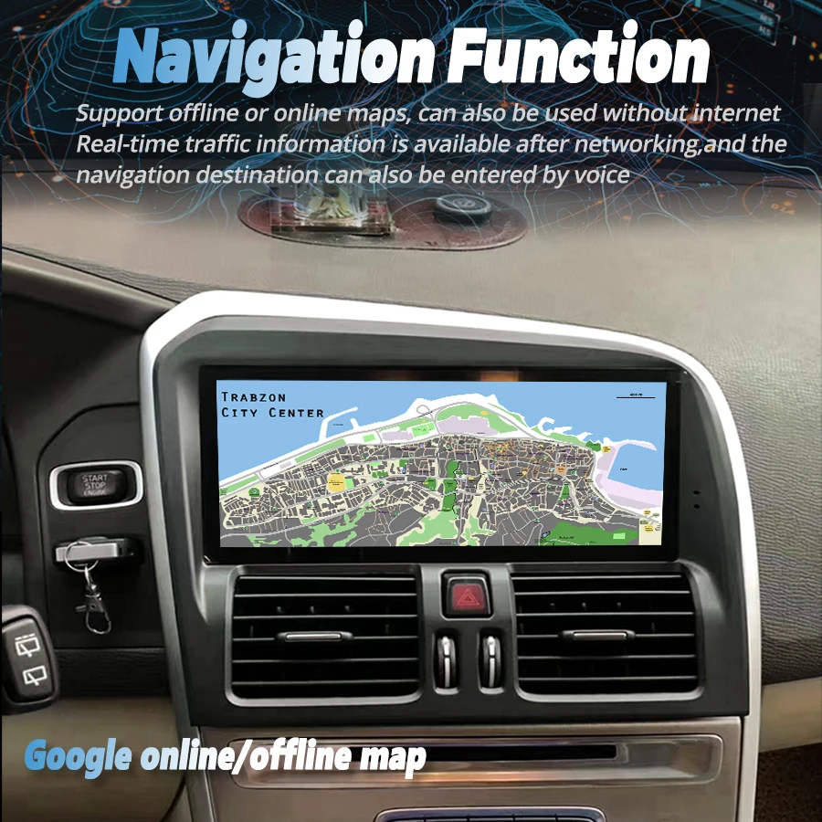Autoradio Android 13, Écran Qled 8.8 Pouces, 256 Go, Navigation GPS, Carplay Sans Fil, 2Din, Limitation, Unité Centrale, pour Volvo XC60 (2009-2010)