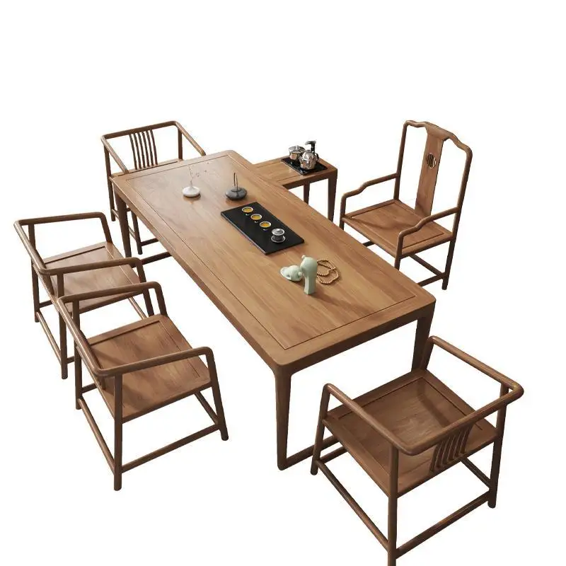 

North American ash wood tea table and chair combination modern simple living room office home tea table high-end Chinese
