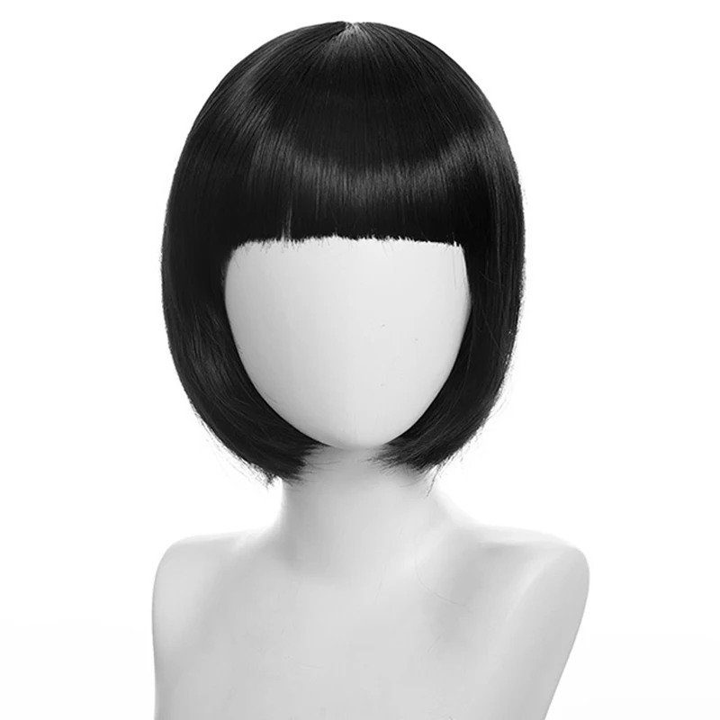 Synthetic wig, black bangs, female bobo hairstyle, short face shaping, natural inward cinding, 30CM headwear