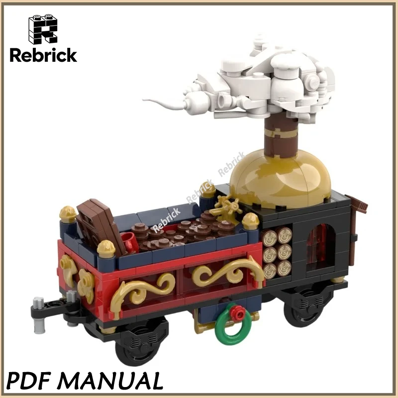 Winter Train Hot Chocolate Tanker Car MOC Building Blocks Set, Detailed Festive Cargo Wagon For Adult Hobby Enthusiasts