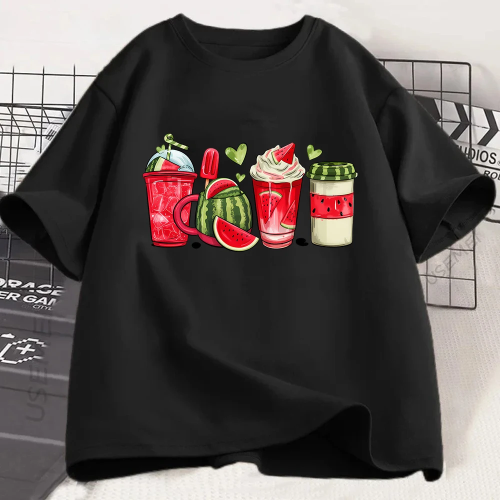 Camiseta con estampado de sandía de verano, camiseta informal de manga corta con estampado de frutas, especial para vacaciones de verano, cómoda de llevar