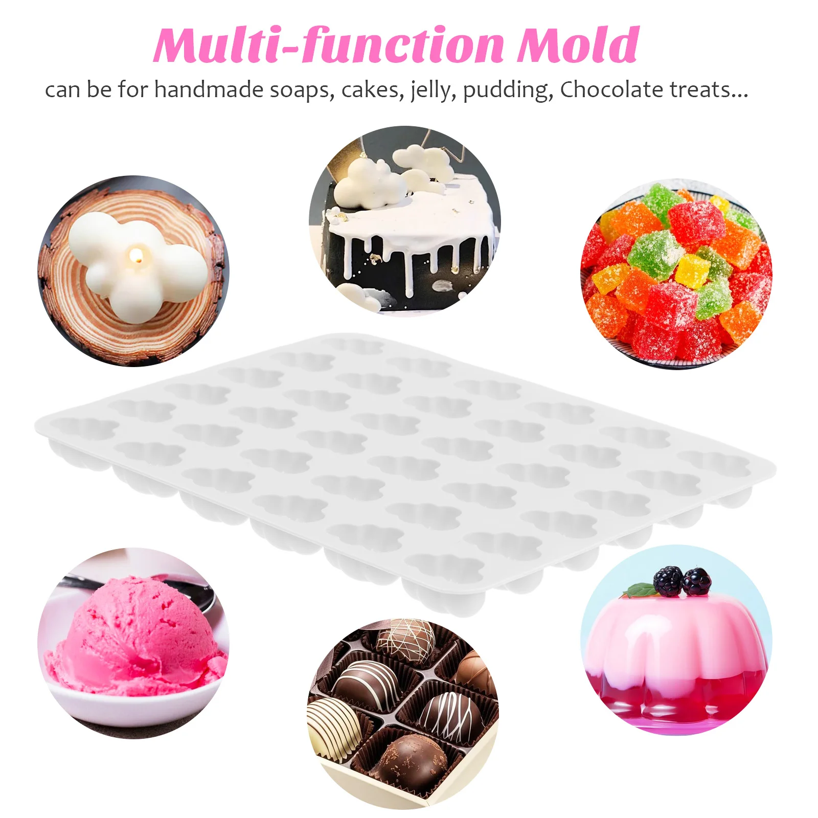 Candies Cloud Silicone Mold Accessories for Kitchen Jelly Convenient Paper Cup Pink Silica Gel Lovely Chocolate Lemon Decor