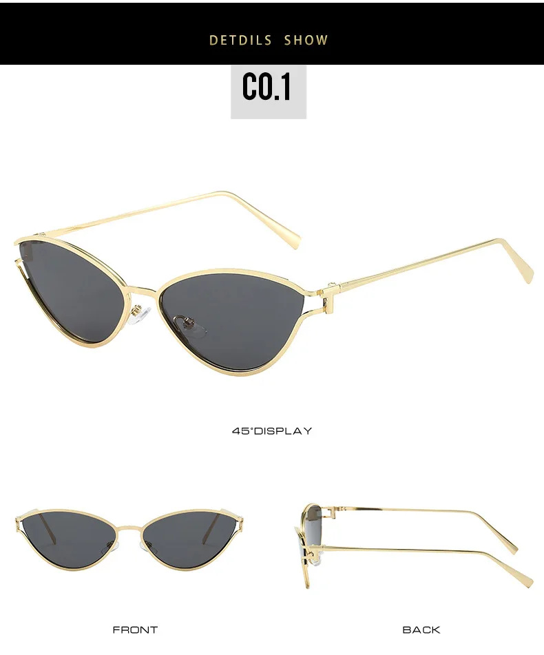 Marke Kleine Cat Eye Sonnenbrille Frauen Luxus 2042 Einzigartige Metall Rahmen Braun Sonnenbrille Trendy UV400 Brillen Shades Vintage – Detail 9