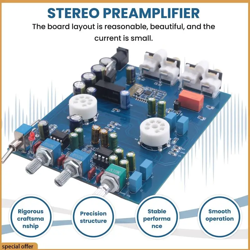 A68Z Bluetooth Tube Preamplifier Fever Hifi 6J5 Bile Vacuum Tube Preamp NE5532 Pre Amplifier Tone Control Board