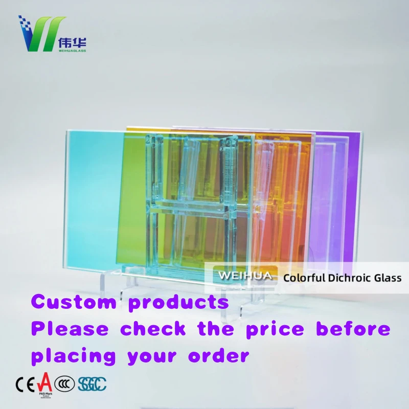 custom.Solid Laser Diffraction Coated Dichroic Glass Colorful Blue Green Orange Industrial Use Gym Glass Railing D