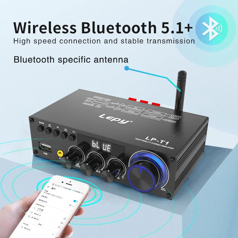 LEPY-T1 30Wx2 + 60W مكبر للصوت عالي الطاقة 2.1 قناة سوبر باس مضخم صوت بلوتوث 5.1 محوري USB وظيفة التحكم عن بعد
