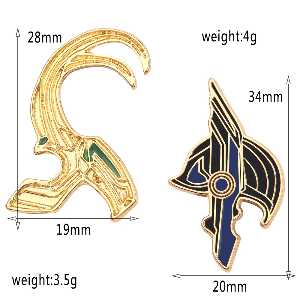 2 Pcs Creative Thor: Ragnarok Brooch Minimalist Loki Enamel Pin Jewelry Metal Badge Backpack Clothing Accessories