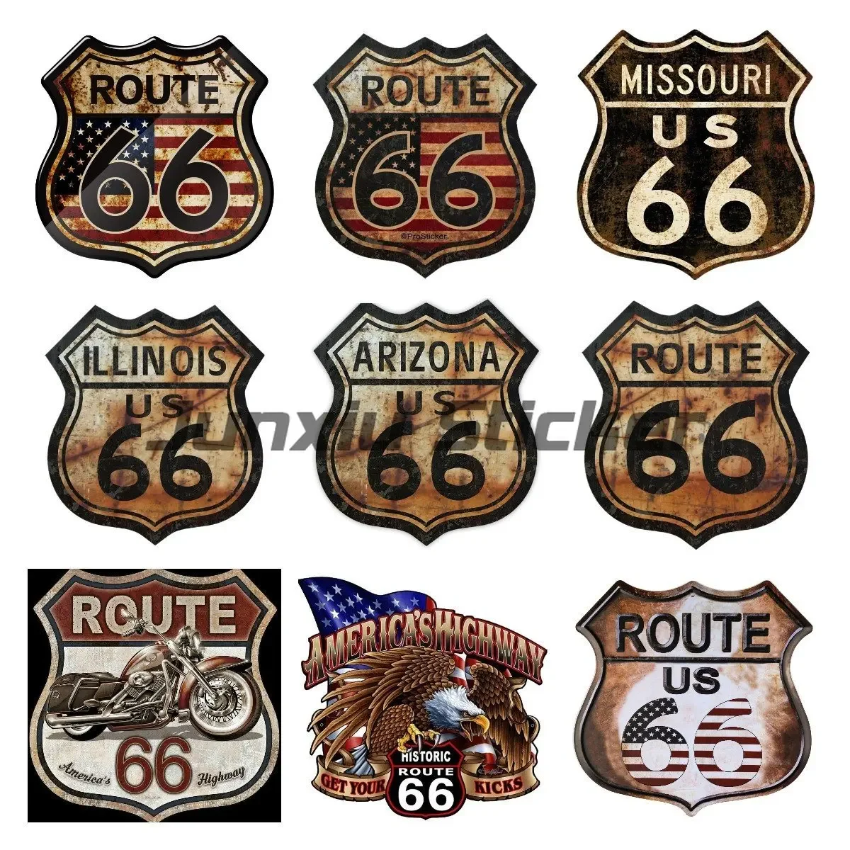 Vinyl Car Stickers for Retro Route 66 Fun Truck Windows External Stickers for Laptops, Covering Scratches, Decorative Stickers