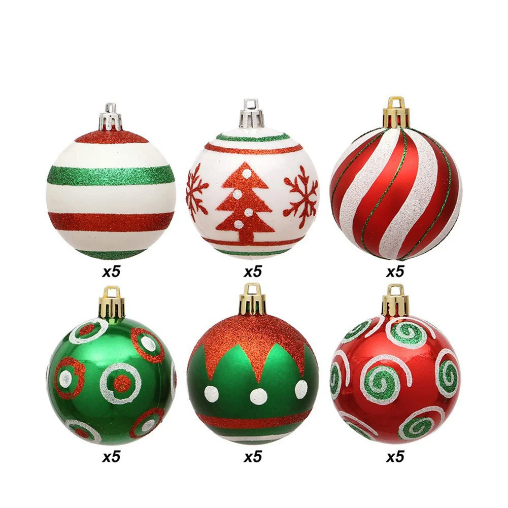 30 Pieces Christmas Ball Ornaments Plastic Lightweight Shatterproof with Glitter Finish for Tree and Festive Party Decorations