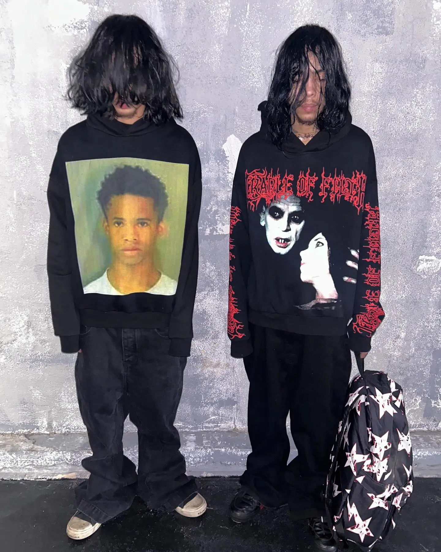 Harajuku القوطية المتضخم هوديي Drolandmiller الشرير هوديس المرأة الشارع الشهير القمم الجرونج البلوز القوطي جديد Y2k الملابس