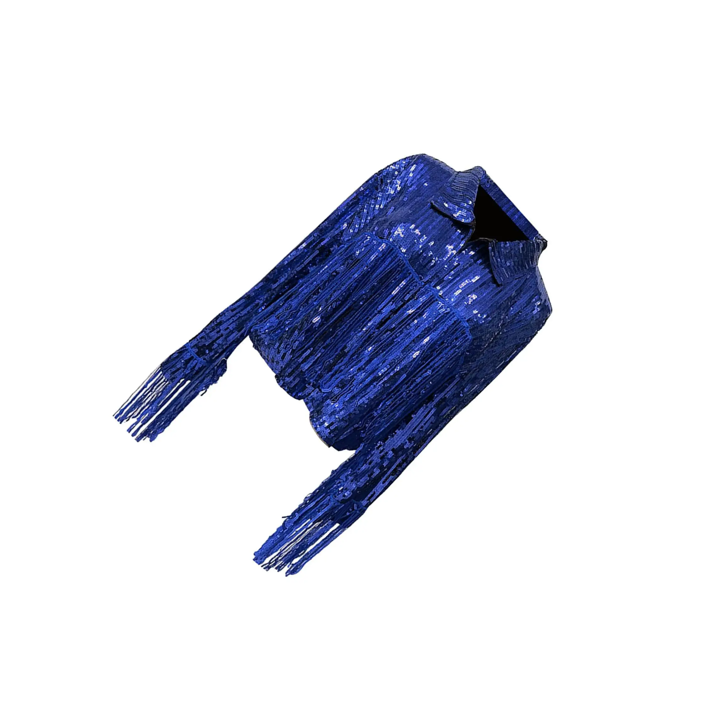 

Women’s Sequin Jacket Shiny Lapel Coat for Cosplay Exhibition Beach Vacation blue