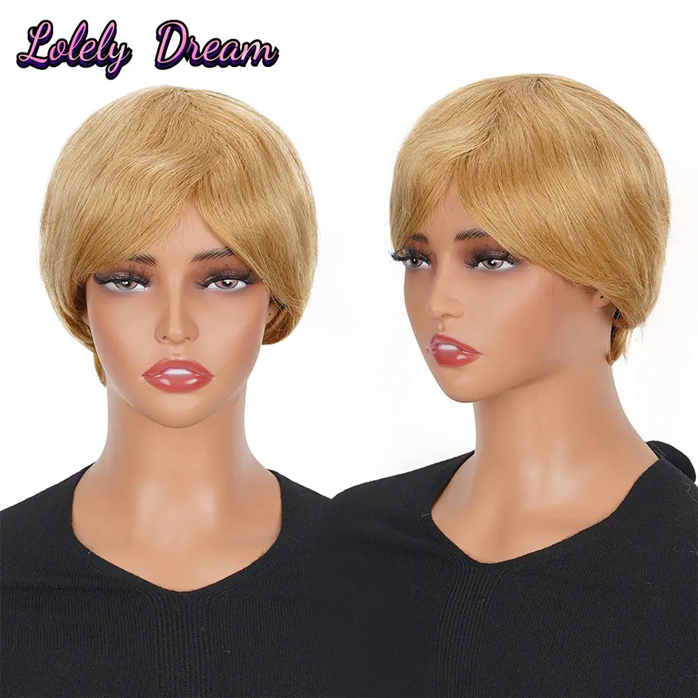 باروكة شعر بشري قصيرة بقص عابث مصنوعة آليًا باللون الأسود مع باروكات شعر بشري قصيرة برازيلية ريمي للنساء ذوات البشرة السمراء #5