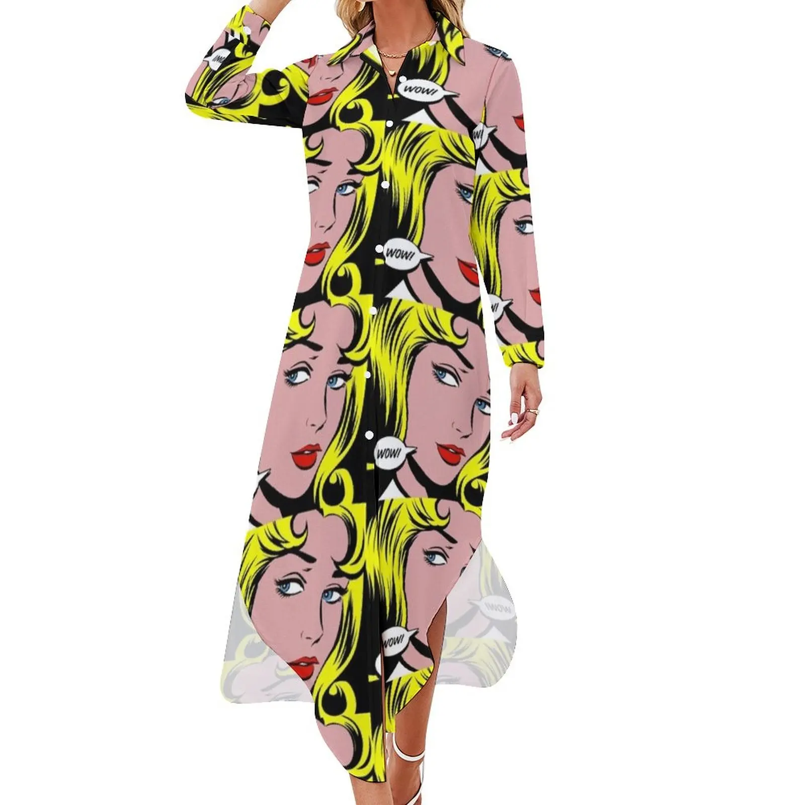 

Wow pop art Long Sleeved Shirt Dress Prom gown women long dresses prom clothes women's summer dresses 2024