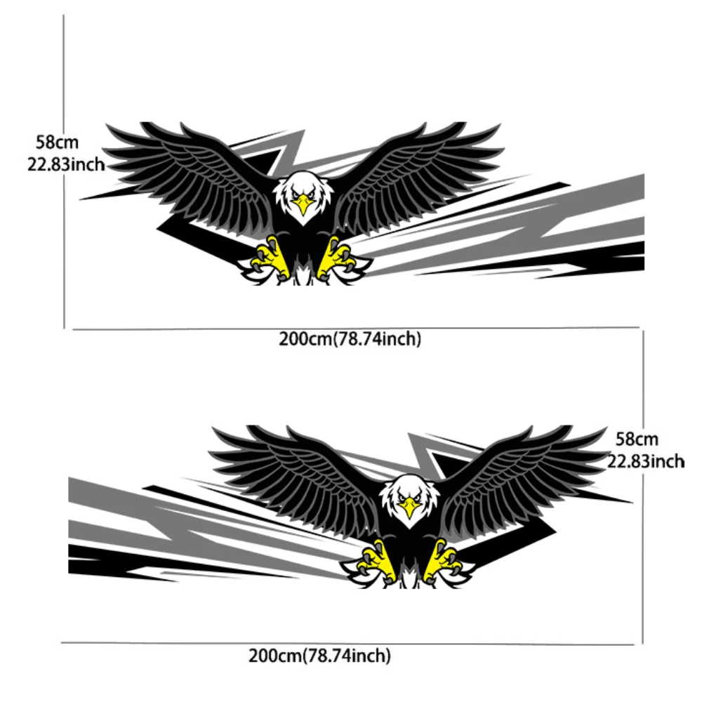 2PCS Creative animal decals fishbone eagle big tiger car sticker full body decal decoration covering scratches protect car stick