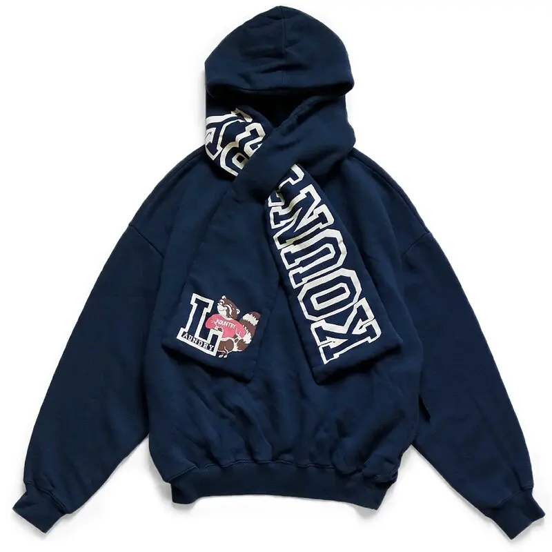 2026 Kapital  scarf neck letter one-piece hoodie WY1542
