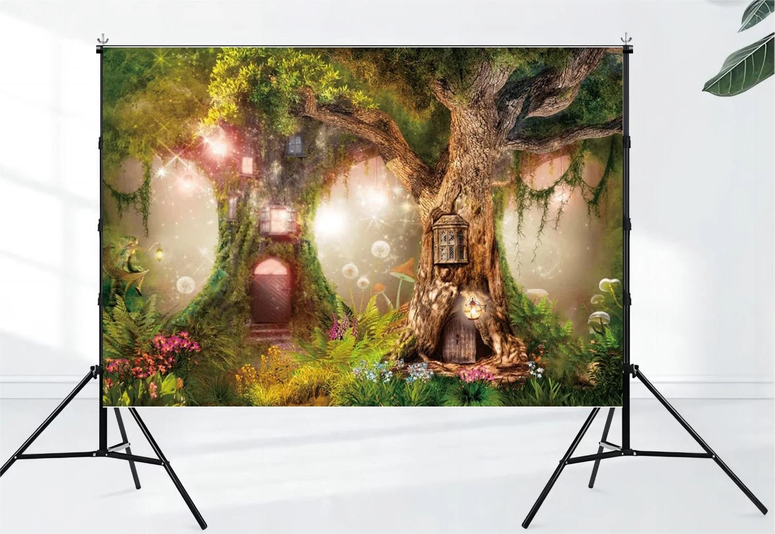 Magic World Woodhouse Fairy Tale Forest Background Wild Flower Mushroom Wonderland Children's and Adult Party Banner