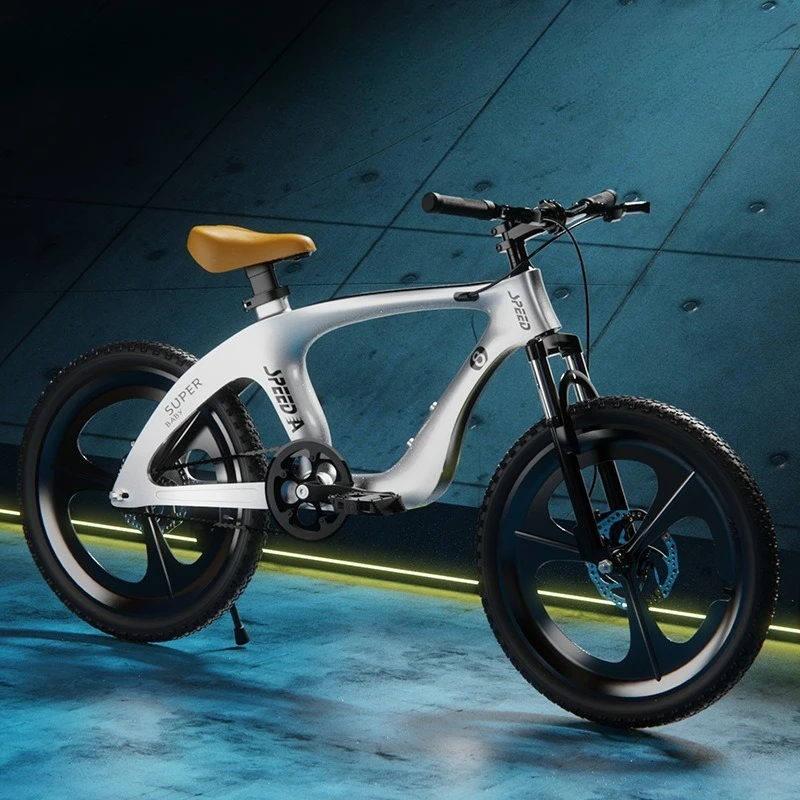 New magnesium alloy mountain bike children's bicycle 8-14 years student car double disc brake single speed mountain bike