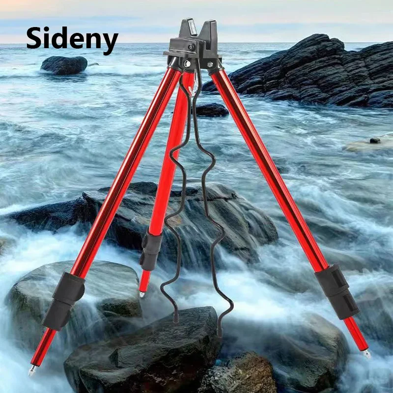 Sideny-Telescopic Bracket Holder,Sea Pole Support Frame, 3-Fold Fishing Rod Rest Base, Fishing Rod Load-Bearing, Tripod Stand