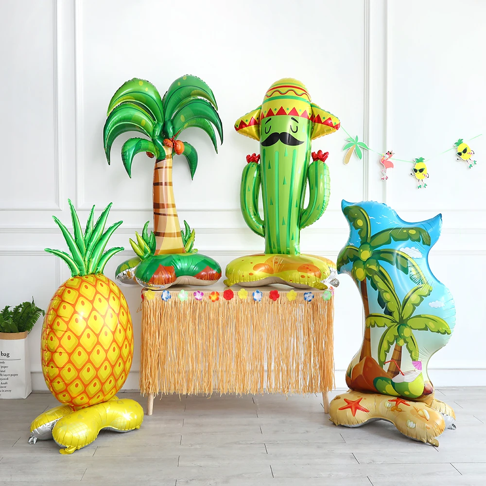 Inflatable Palm Tree Cactus Standing Foil Balloon Hawaiian Birthday Globos Amusement Park Wedding Summer Tropical Party Decor