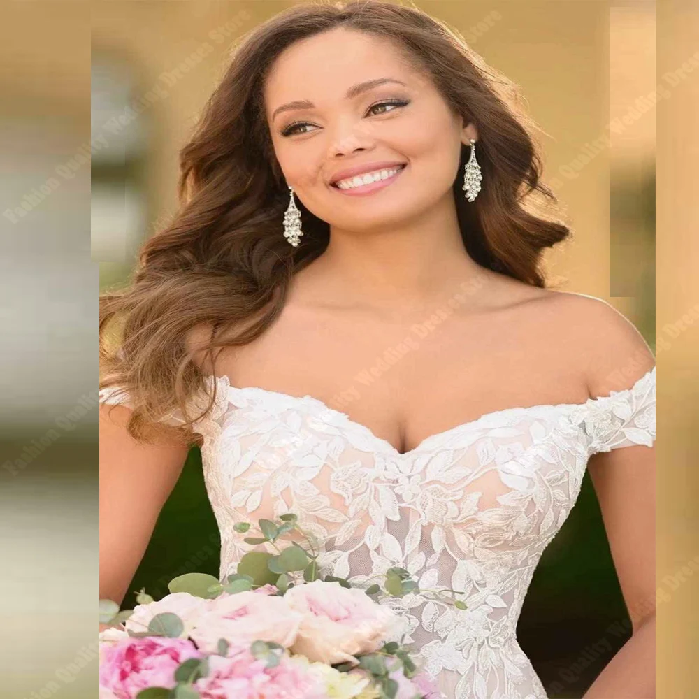 Abiti da sposa da donna con spalle scoperte Sweetheart senza maniche abiti da sposa da principessa romantici banchetto di fidanzamento Vestidos De Novias