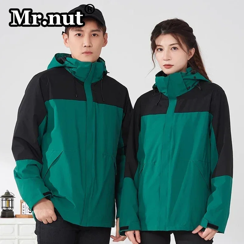 

Mr.nut Camping Leisure Couple Outdoor Jackets Autumn Winter 3-in-1thermal Waterproof Windbreak Jacket 2 Piece Set Unisex Tops