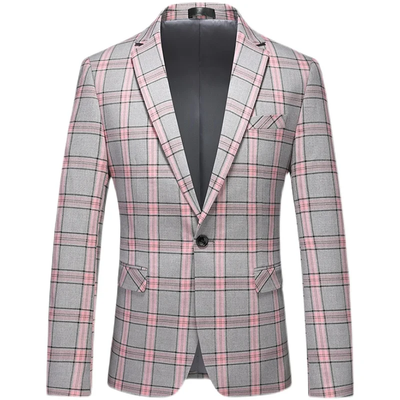 Gray Purple Men\'s Striped Suit Jacket, Fashion Slim Men Plaid Dress Coat, Asian Size Red Blazers, M-6XL, Terno Masculino