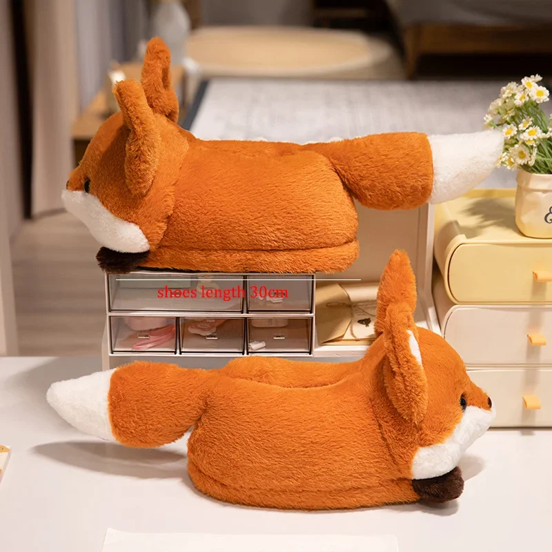 Red Panda Plush Slippers Fox Orange Stuffed House Shoes Women Men Winter Indoor Fluffy Slipper Birthday Gifts