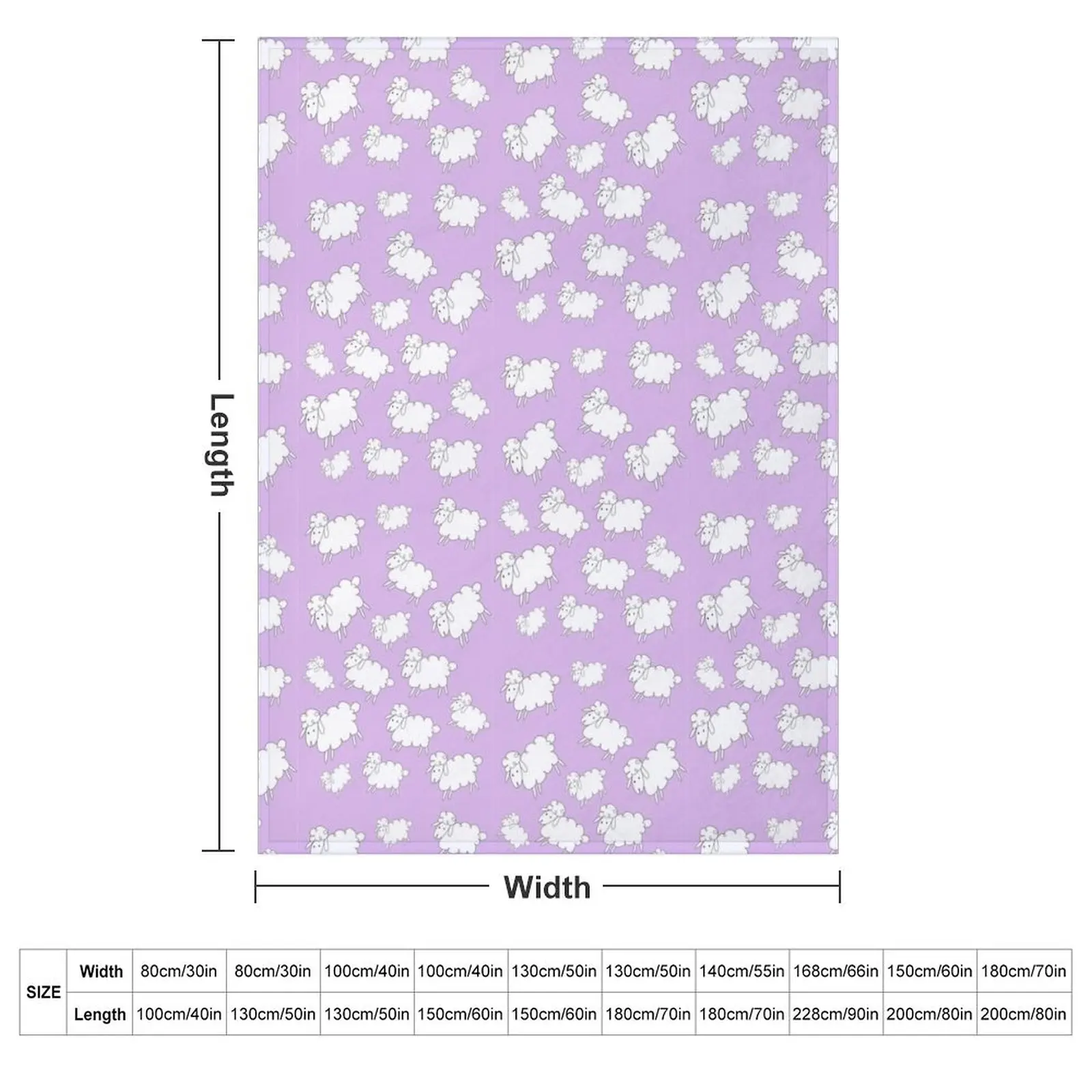 Purple sheep print Throw Blanket couch cozy soft plush fuzzy picnic outdoor blanket