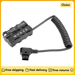 D-Tap to Dual-sided NP-F550 Dummy Battery Coiled Cable DC Coupler Accessory for Monitors LED Video Light Transmitter Receiver
