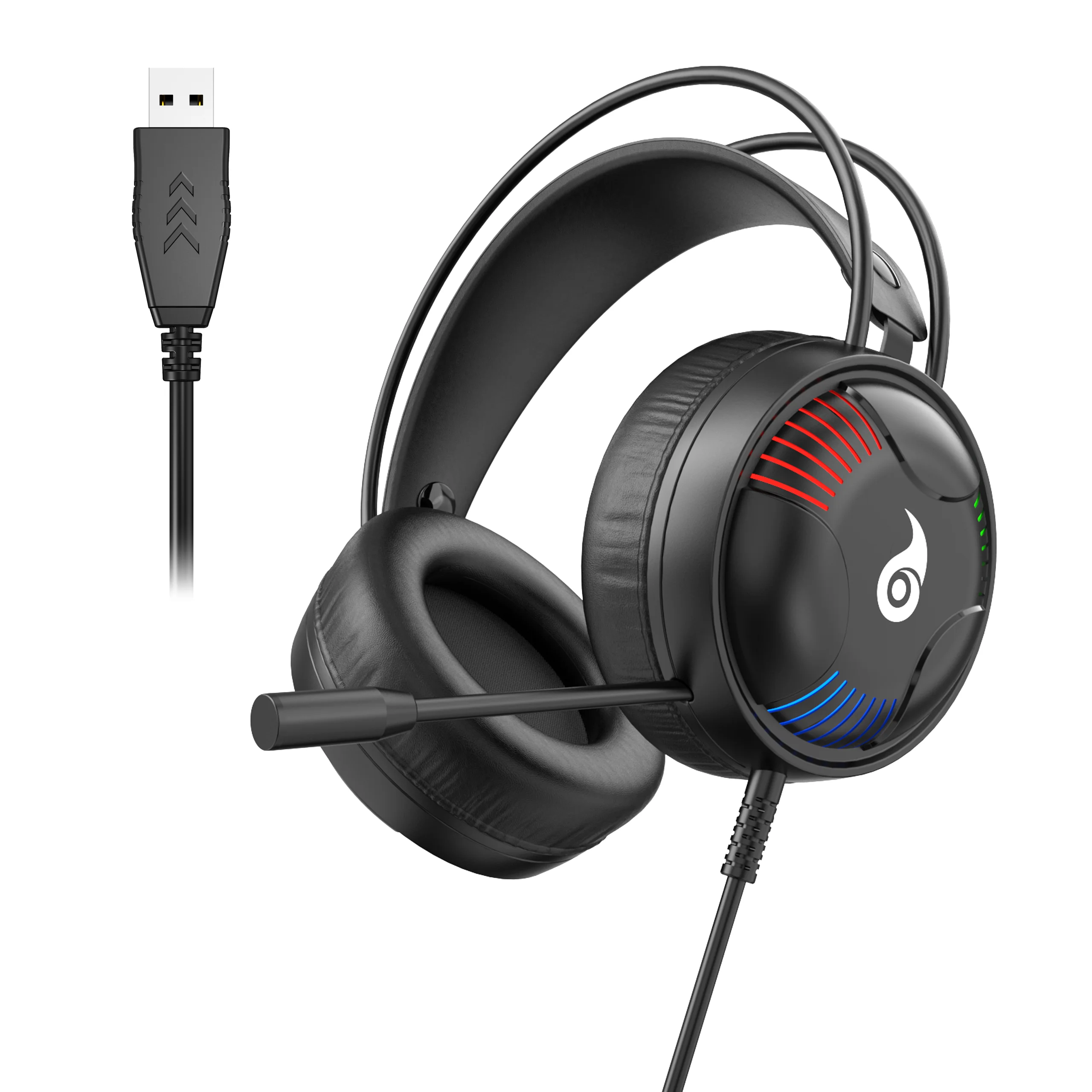 LDON L523 Professional Wired Gaming Headset with Microphone LED and USB Plug Suitable for Multiple Devices Laptop Desktop