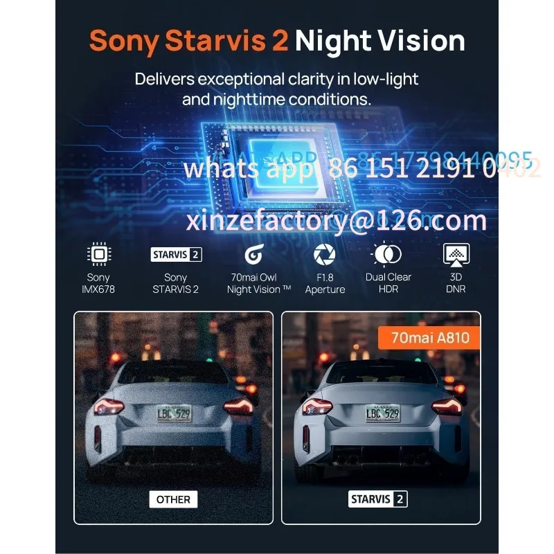 كاميرا داش A810 4K قابلة للتخصيص أمامي وخلفي، كاميرا داش مزدوجة للسيارات مع رؤية ليلية Starvis 2 HDR، دعم 4G LTE، ADAS، B #3