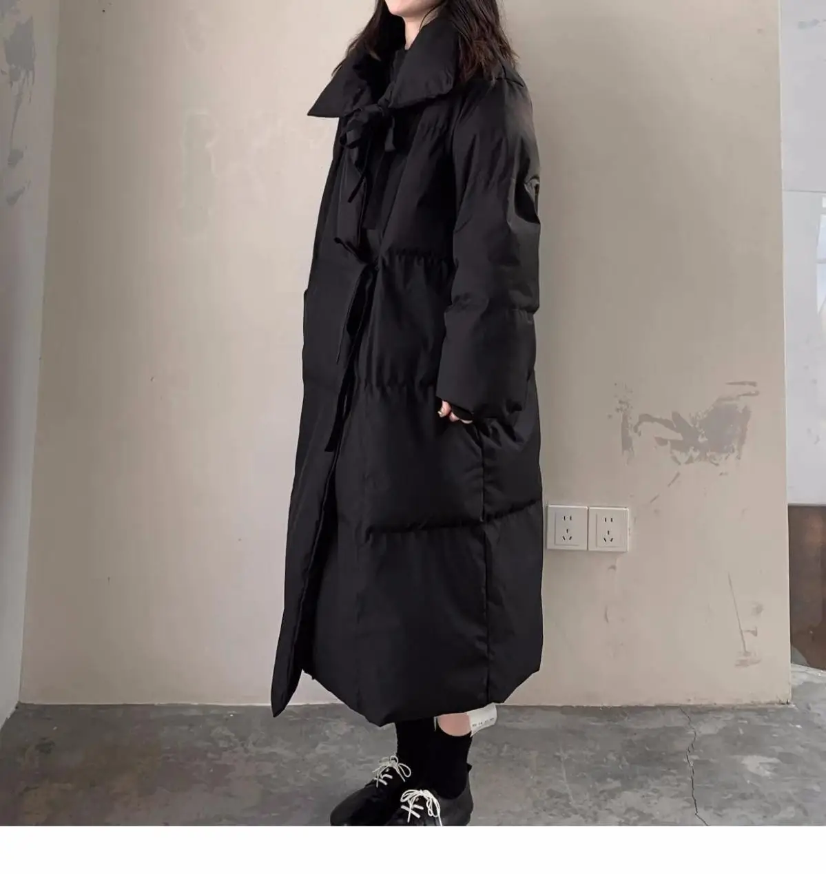 2024 New Winter Jacket Casual Down Cotton Coats Stylish Black Button Tie Long Parkas Women\'s Winter Cotton Jackets Overcoats