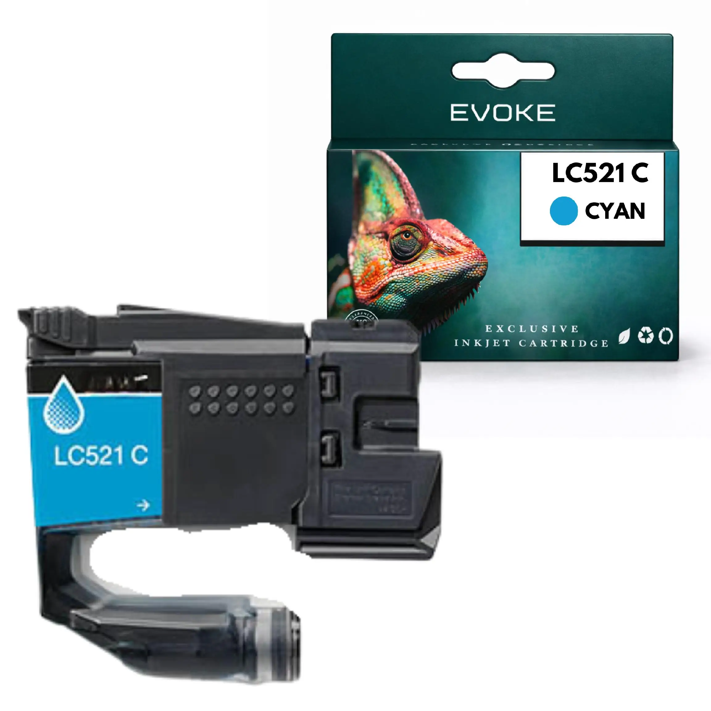 Evoke Compatibele Inkt voor Brother Lc-521C Lc521C Lc521 Lc-521 Cyaan Dcp-J1260W Dcp-J1310Dw Dcp-J1360Dw