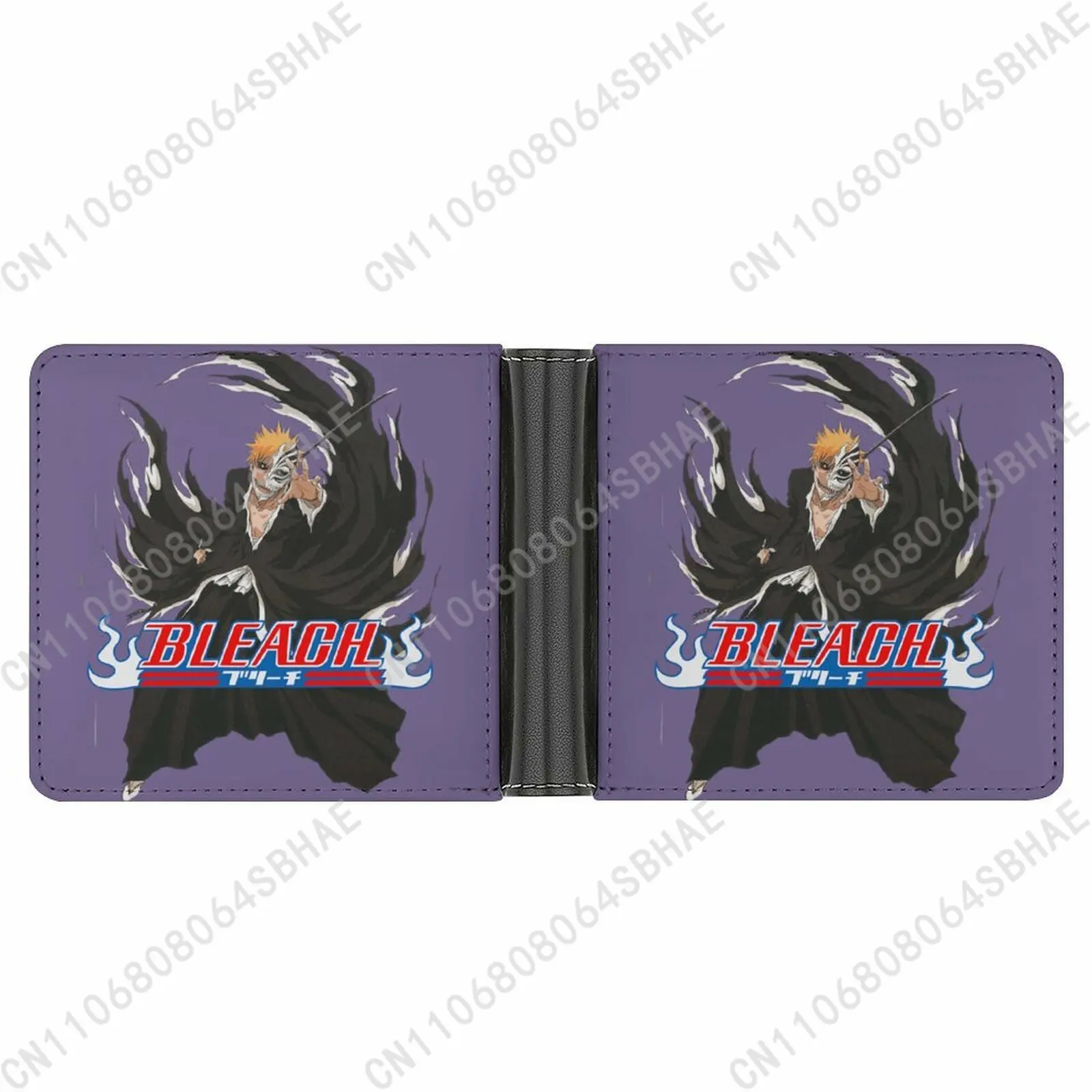 

BLEACH Trendy Leather Wallet Teenage Girls Boys Personalized Slim Credit Card Holder Small Purse School Daily Use
