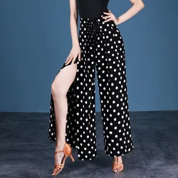 Latin Dancers Spring and Summer New Dance Pants Ballroom Pants Women's Pants Training Suit Polka Dot Ballroom Black  Hoofer