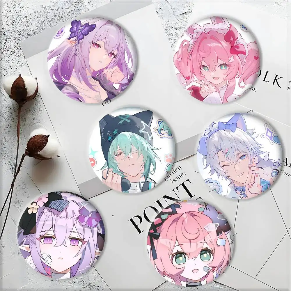 Anime Game Honkai Star Rail Castorice Anaxa Badge Round Art Brooch Clothes Backpack Accessories Lapelnd Laserh
