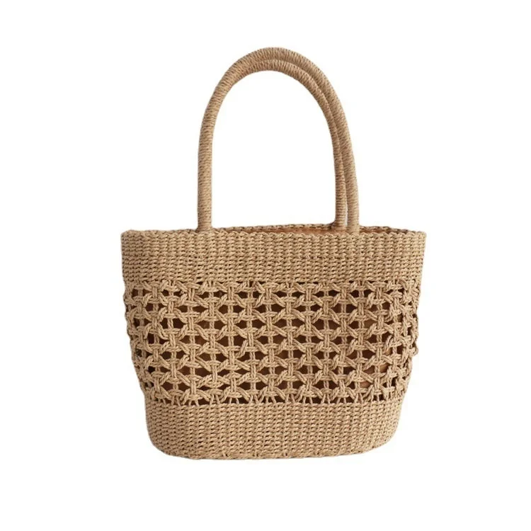 2023 New French Pastoral Grass Woven Bag Cute Bags Hollow Handbag Women's Bag Woven Bag Beach Bag