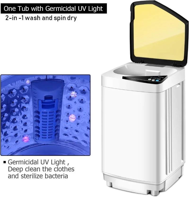 Giantex Full-Automatic Washing Machine Portable Washer and Spin Dryer 7.7lbs Capacity Compact Laundry Washer