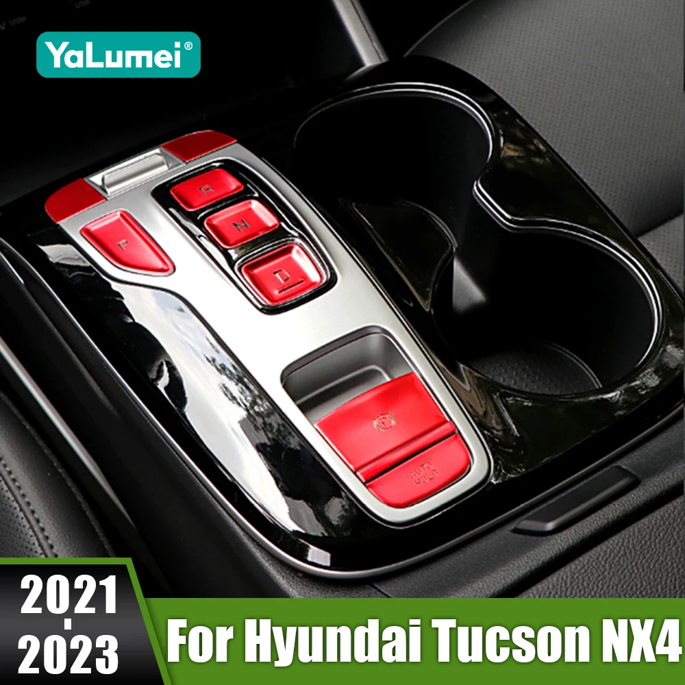 

For Hyundai Tucson NX4 2021 2022 2023 2024 N Line Car Gear Shift Panel Button Cover Switch Frame Trim Cap Sticker Accessories