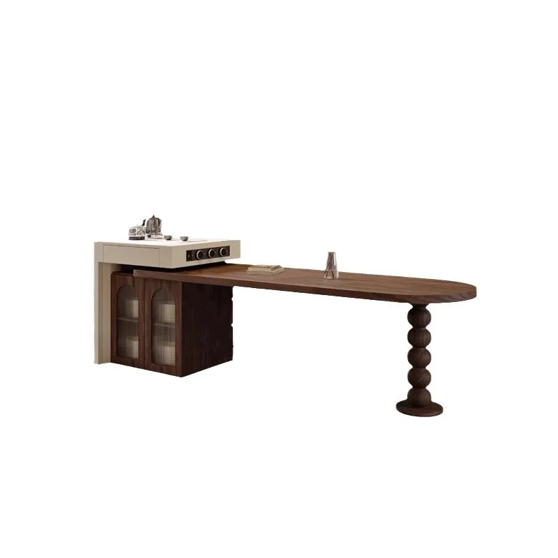 

Multifunctional retractable island dining table integrated small apartment living room